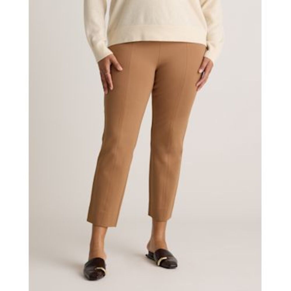 NWT Quince Women Ultra-Stretch Ponte Pintuck Ankle Pants Roasted Pecan XS